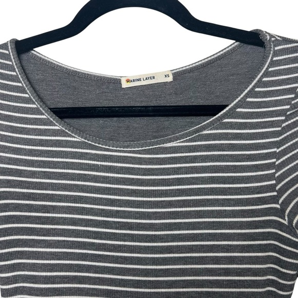 Marine Layer Longsleeve Lexi Midi Dress in Grey/White Stripe size XS bodycon - Picture 5 of 7
